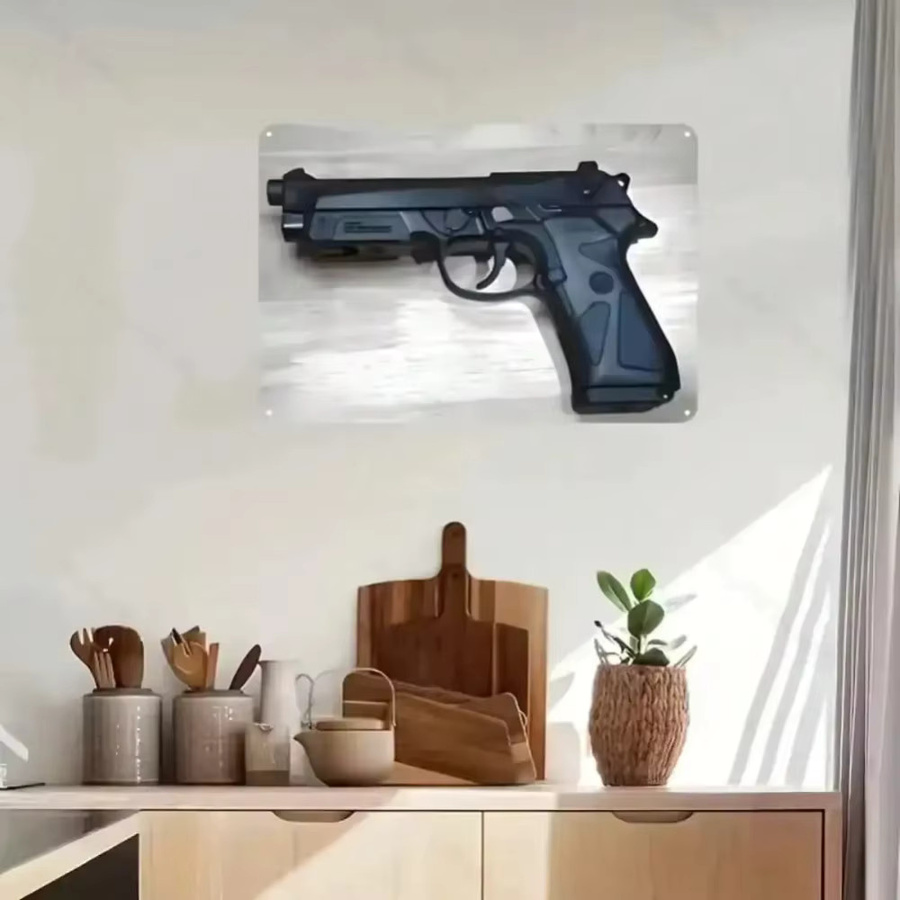Beretta 90TWO Metallwandkunst Vintage Retro-Waffendekoration von CIFBUY, Farbe: Schwarz, Breite: 20 cm, Höhe: 30 cm - Bild 2