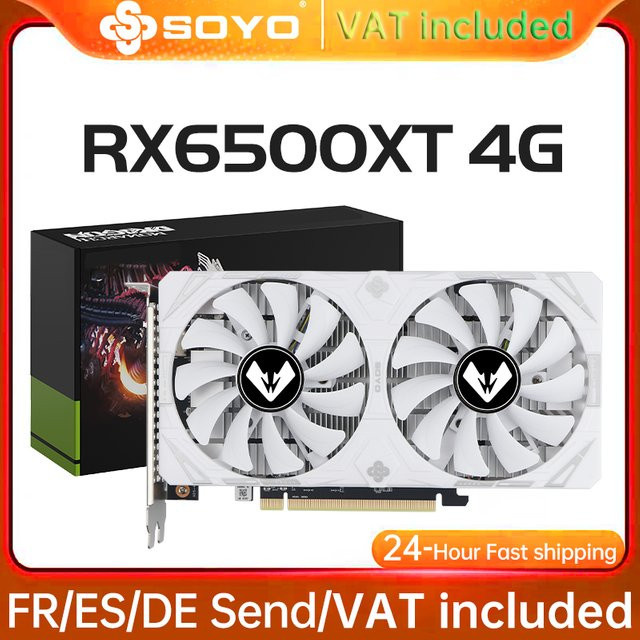 SOYO AMD Radeon RX 6500 XT Gaming-Grafikkarte mit 4 GB GDDR6-Speicher in Weiß - Bild 1