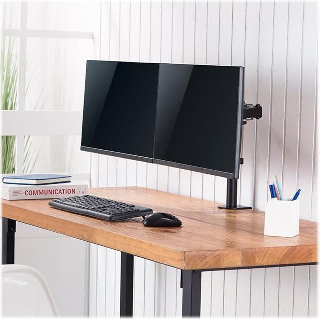 LogiLink Tischhalterung für 2 LCD-Displays mit verstellbaren Armen in Schwarz, passend für Bildschirmgrößen von 43,2 bis 81,3 cm (17-32 Zoll) mit VESA 100x100 mm - Bild 1