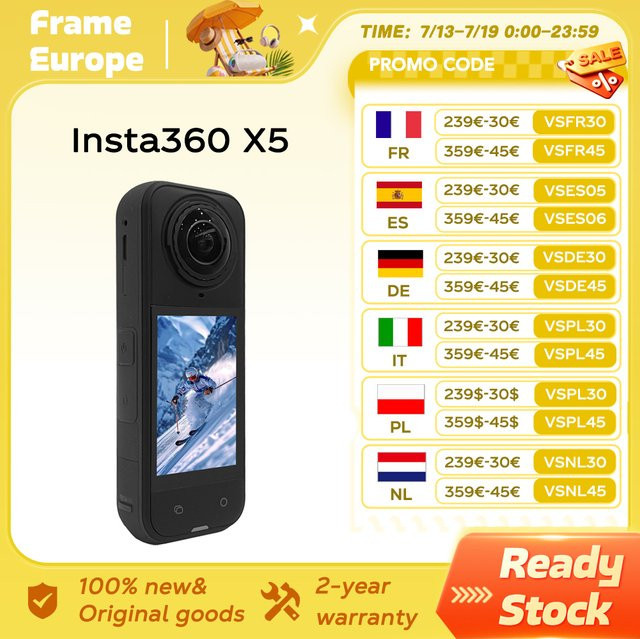 Insta360 X5 Action-Kamera 360 Grad mit 8K 30Fps Ultra-High-Definition für wasserdichte Sportaufnahmen - Bild 1