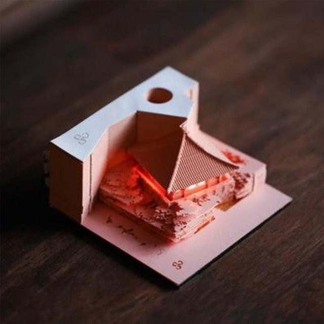 Omoshiroi-Block von Binchi Cultural Supplies, 3D-Notizblock mit Retro-Bogenpavillon, 160 Blatt, Mehrfarbig - Bild 1