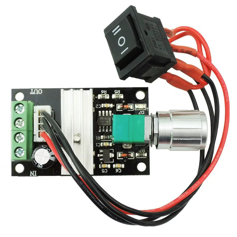 3A PWM DC Motor Drehzahlregler mit Vorwärts-Rückwärts-Schalter und Potentiometer für 6V 12V 24V 28V in Schwarz - Bild 2