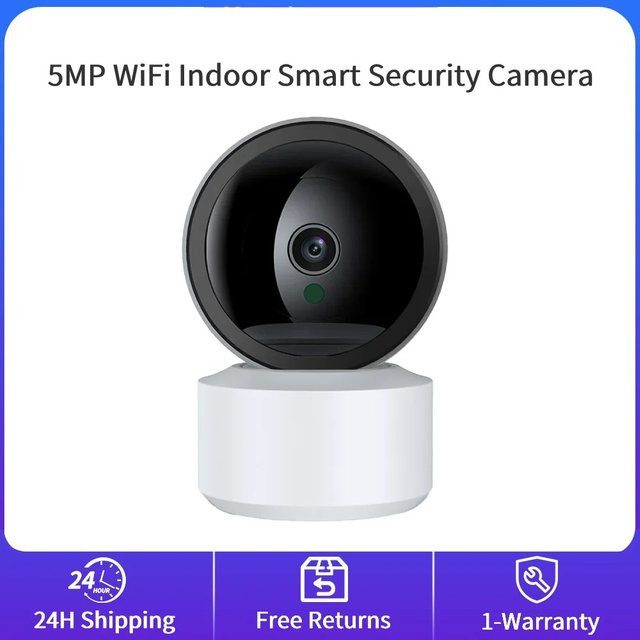 PEGATAH WLAN-Innen-Sicherheitskamera in Weiß mit 5MP Auflösung, 4,0-fach Zoom, Nachtsicht und App-Steuerung für Babymonitor oder Haustierüberwachung - Bild 1