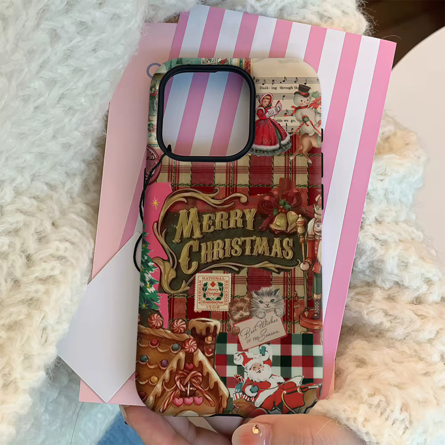 Vintage Weihnachten Handyhülle für Apple iPhone 17 16 15 14 13 12 11 Pro Max Plus mit doppelschichtiger Rückseite in Multicolour - Bild 4