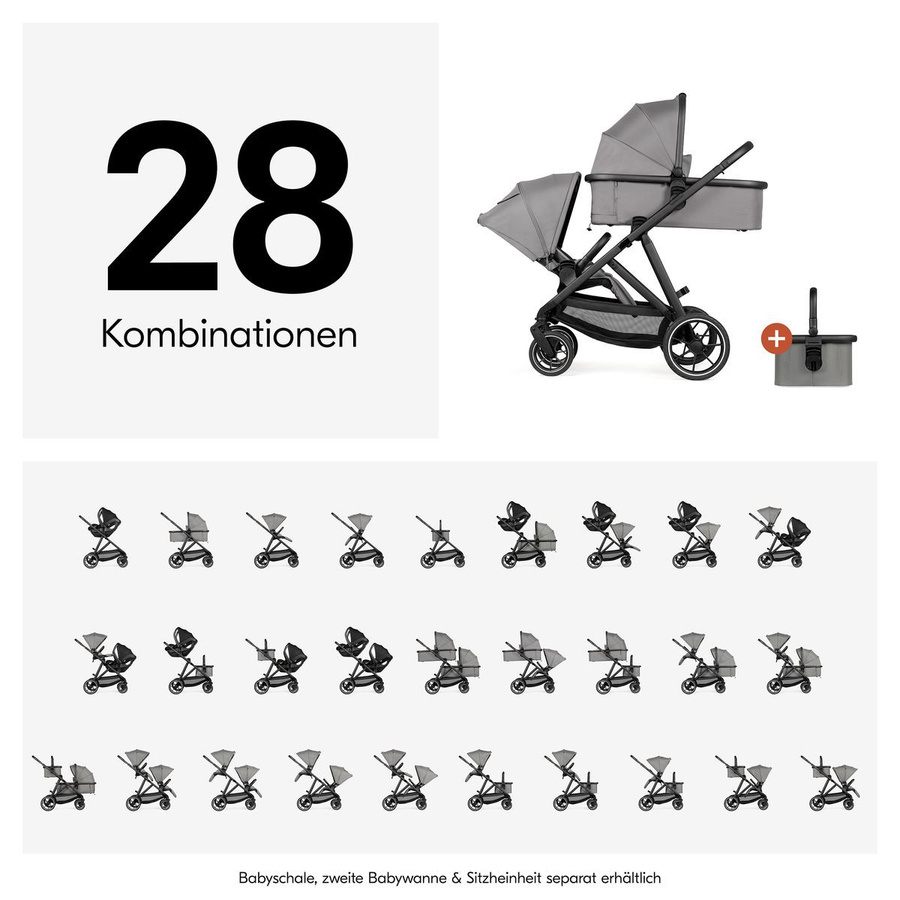Hauck Kombi-Kinderwagen Grow N Care Set Geschwisterwagen in Grau - Bild 5