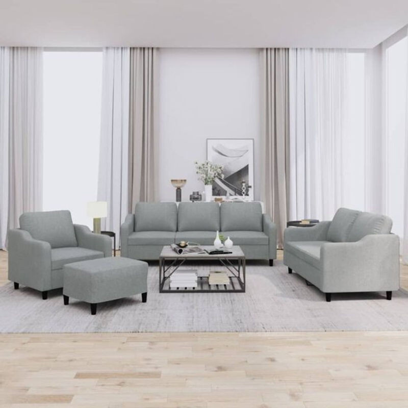 Vidaxl 4-tlg. Sofagarnitur in Grau aus Stoff und Metall im modernen Design - Bild 1