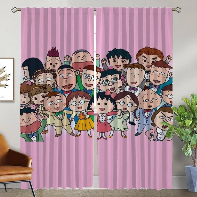 2er-Set Tüll-Vorhänge Chi-bi Maruko in Pink für Wohnzimmer und Schlafzimmer, B: 50 cm, H: 70 cm - Bild 1