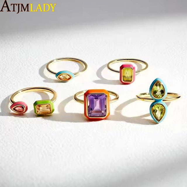 ATJMLADY Ring, Pastell-Emaille, Zirkonia, Damen - Bild 1