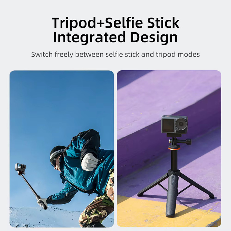 Flymile Stativ-Selfie-Stick in Schwarz für DJI OSMO Pocket 4, Action und Insta360 sowie GoPro Kameras, verstellbares Fotografie-Zubehör - Bild 3