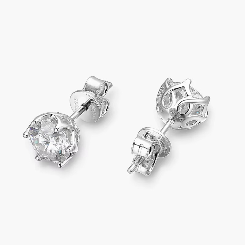 Ohrstecker 925 Silber, vergoldet, Moissanit, Diamant, Unisex - Bild 2
