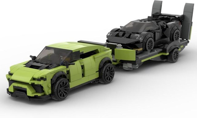 Speed Champion Lamborghini Urus SUV mit Anhänger, Rennfahrzeuge, Baustein, ab 3 Jahren - Bild 1