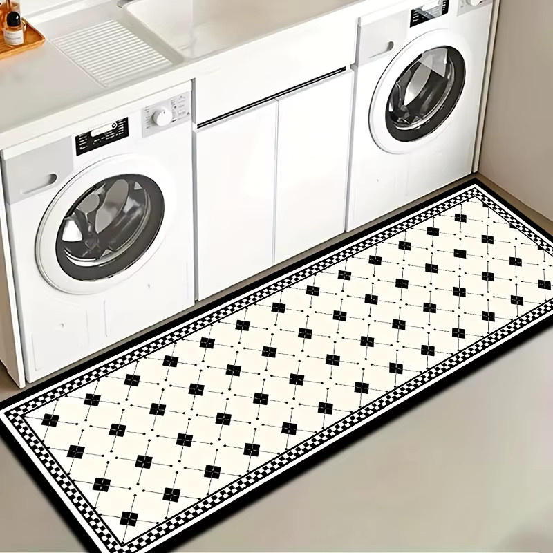 VIKAMA Badezimmerteppich Creative Grid in Weiß, saugfähige und rutschfeste Bodenmatte für dein Badezimmer - Bild 3