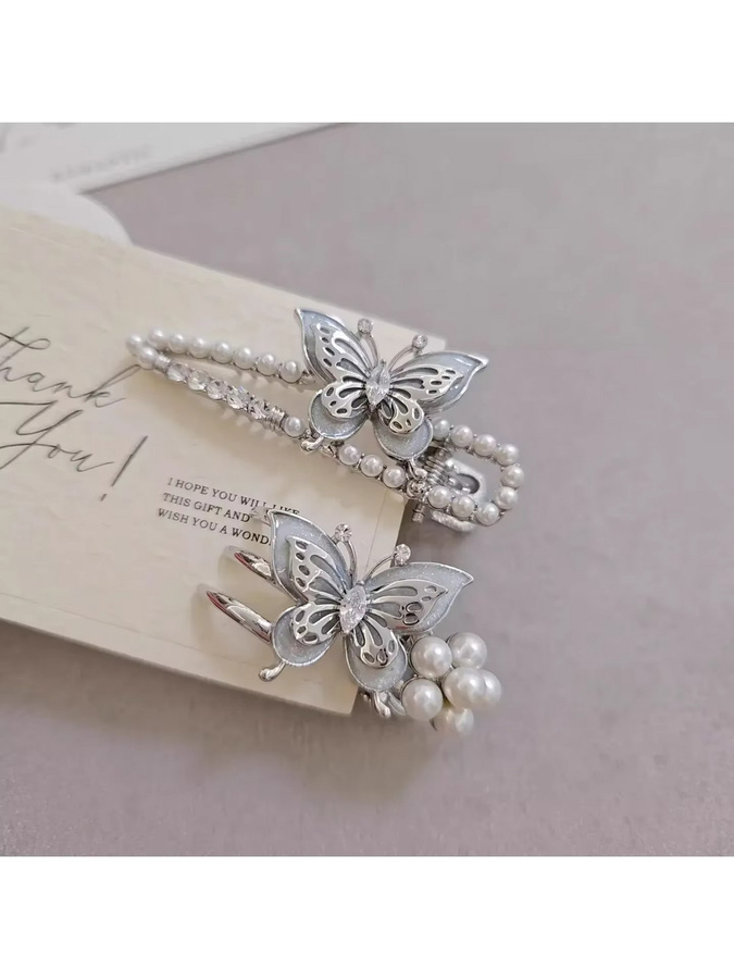 HIYAYZ Haarspange Schmetterling, Perlen, Strass, Damen - Bild 3