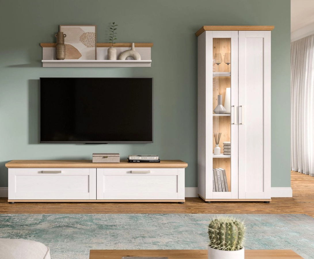 Inn.Furn TV-Lowboard Mirano im Landhausstil aus Lärche in Weiß, Breite: 164 cm, Tiefe: 40 cm, Höhe: 37 cm - Bild 2