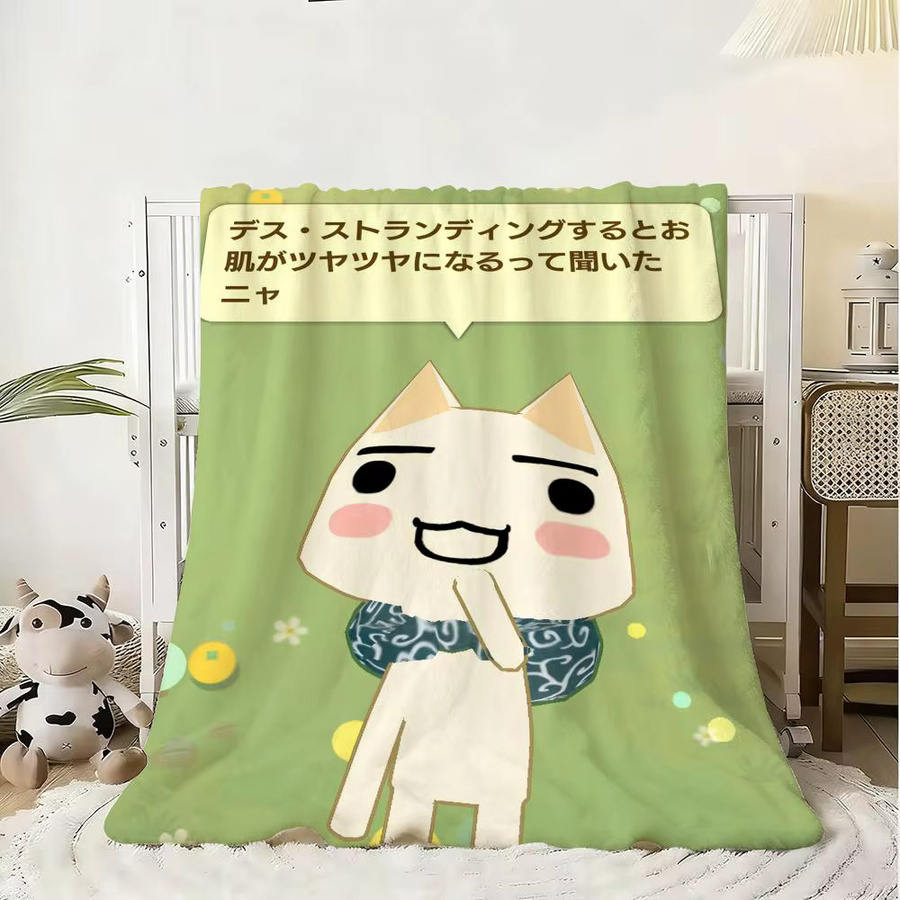 I-Inoue Toro Flauschige Katzen-Decke aus Flanell in Weiß und Grün für Bett und Sofa - Bild 2