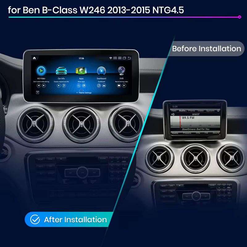 Junsun Autoradio mit Qualcomm 665 für Mercedes Benz B-Klasse W245 W246 (2011–2018) mit drahtlosem CarPlay, Android Auto, GPS und Wi-Fi in Schwarz - Bild 2