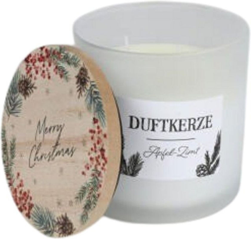 Buri Duftkerze Apfel-Zimt im Glas mit Holzdeckel, transparente Raumdüfte für deine Innendekoration - Bild 1