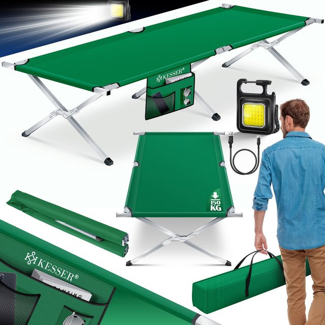 KESSER Campingbett Klappbett mit Tragetasche und Seitentasche aus Metallrohr und Oxford-Gewebe, belastbar bis 150 kg - Bild 1