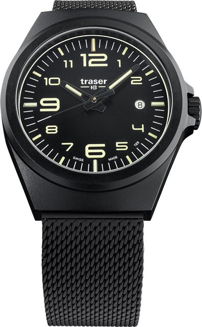 Traser Armbanduhr, Quarz, Edelstahl, Schwarz, 42 mm, Herren - Bild 1