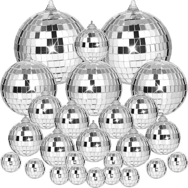 EsenTroye Disco-Spiegelkugel aus Glas in Silber zum Aufhängen für Party, Hochzeit und Dekoration - Bild 1