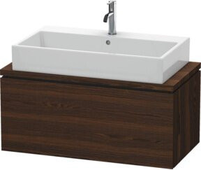 Duravit Waschtischunterschrank Compact L-Cube in Nussbaum gebeizt mit einem Auszug, Breite: 92 cm, Tiefe: 47,7 cm, Höhe: 40 cm - Bild 1