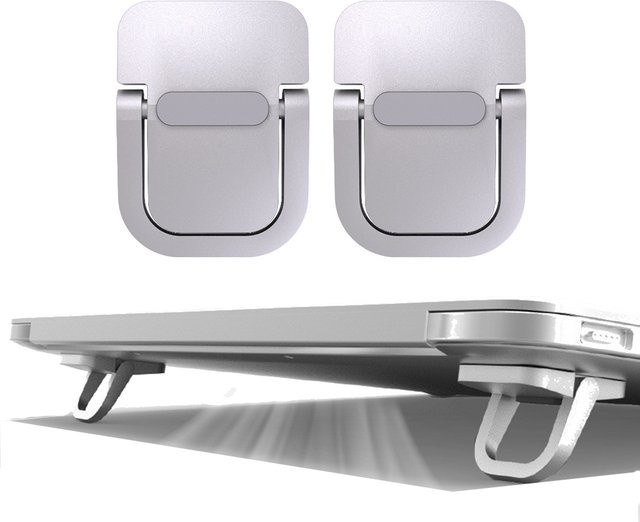 Tragbarer Mini Laptop Ständer aus Aluminium in Silber für Macbook, Huawei und Xiaomi Notebooks - Bild 1