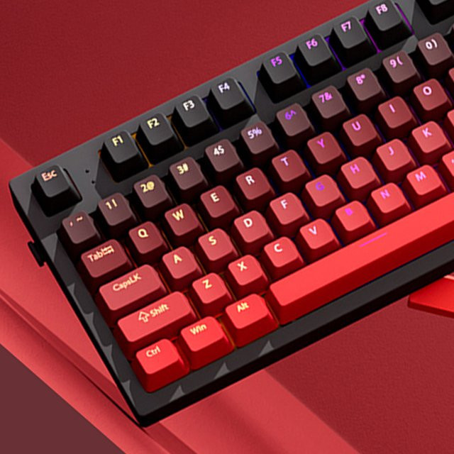 Lucky Red RGB PBT Double-Shot Tastenkappen im OEM-Profil für mechanische Tastaturen mit MX-Schaltern, Farben: Rot und Weiß - Bild 1