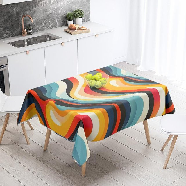 Abstrakte geometrische Tischdecke von JMG Household Supplies in Mehrfarbig, wasserabweisend und modern, B/B: 140 x 200 cm - Bild 1