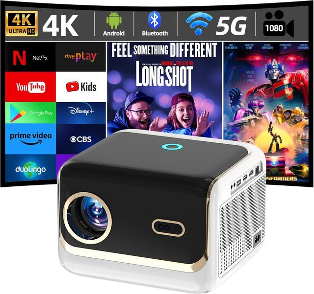 VIVICINE K8 Full HD Projektor Schwarz mit Android 9.0, 5G und Wi-Fi, 1080p Auflösung - Bild 1