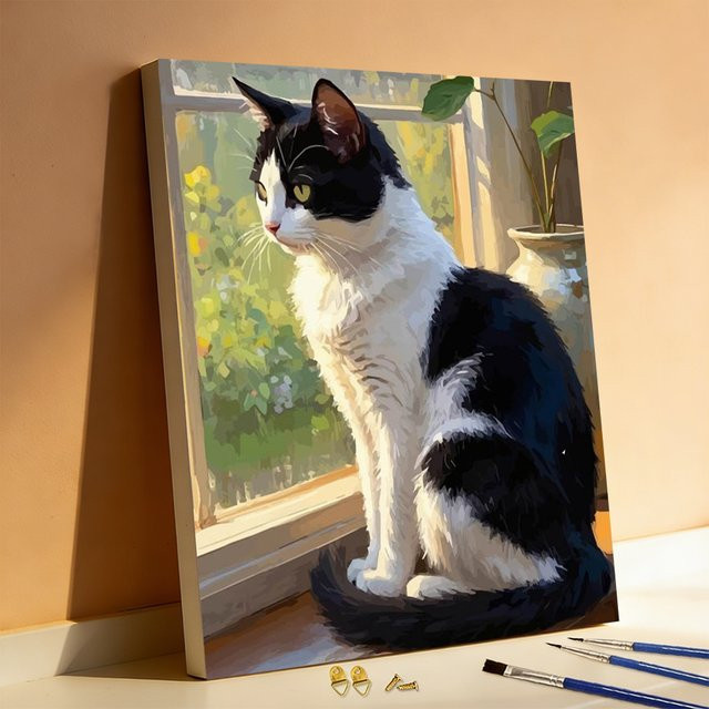Huacan Katze Malen nach Zahlen, DIY Malset, ab 14 Jahren - Bild 1