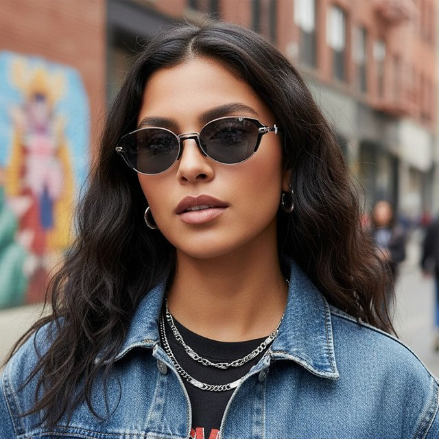 Sonnenbrille für Damen, kleiner Rahmen, Vollrand, schwarz - Bild 1