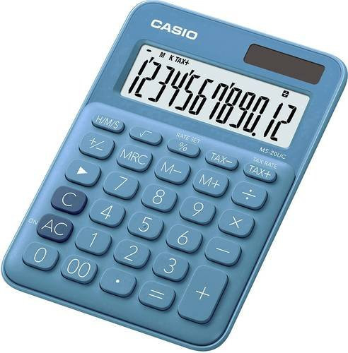 Casio Tischrechner MS-20UC Blau/Türkis mit 12-stelligem Display, Solar- und Batteriebetrieb, B x H x T: 105 x 23 x 149,5 mm - Bild 1