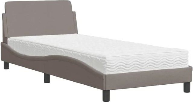 vidaXL Bett mit Matratze aus Stoff und Schaumstoff in Taupe/Grau mit Kiefernholz - Bild 1
