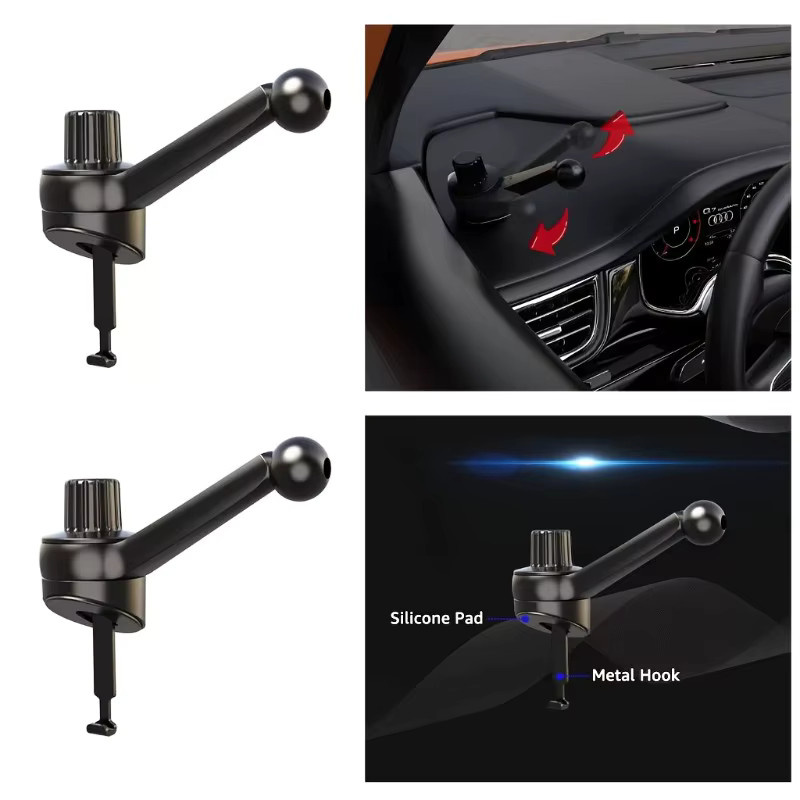 Universal Auto Lüftungshalterung mit 17mm Kugelkopf und Spirale Haken für Handy und GPS, Schwarz - Bild 3