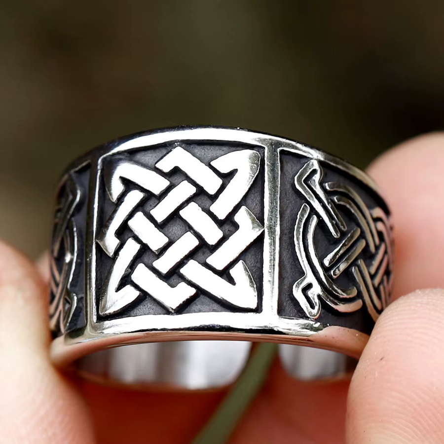 Ring Viking Odin Trinity Keltischer Knoten, Edelstahl, Silber, Herren - Bild 6