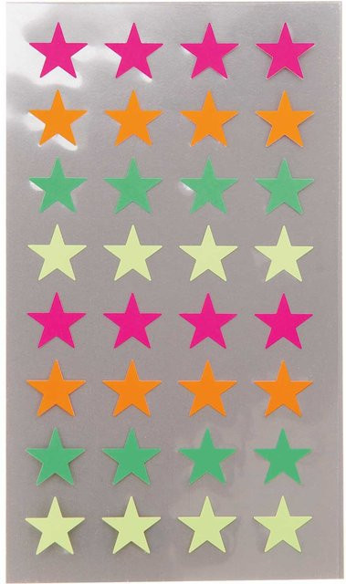 Rico Design Paper Poetry Sticker Sterne in Neonfarben, 4 Blatt, Durchmesser: 11 mm - Bild 1