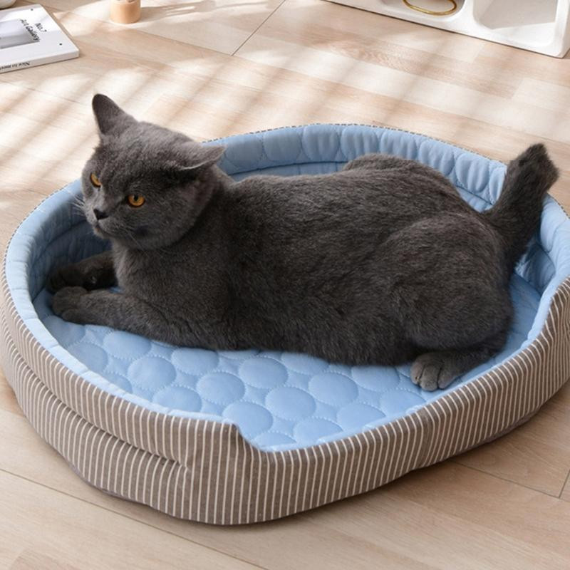 Ora Home Katzen Sommer Kühlkissen blau, doppelseitiges Haustierbett aus Stoff - Bild 3