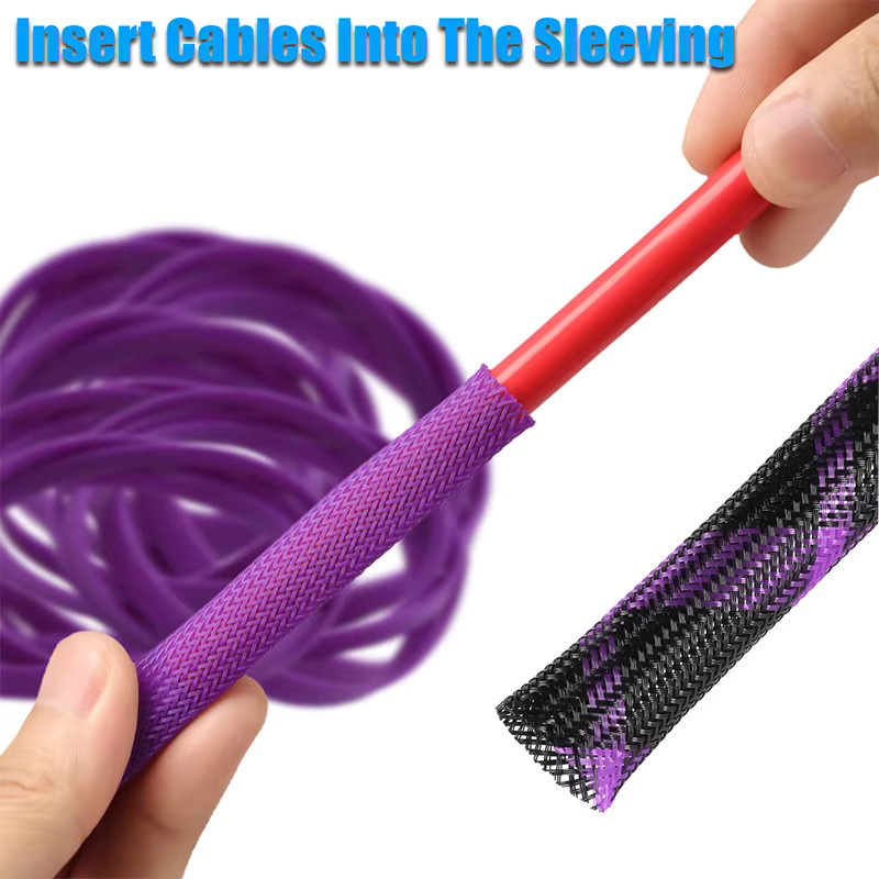Flexible PET-Kabelhülse in Schwarz-Lila, hochdichte und erweiterbare Drahtschutzhülle mit 2 mm bis 40 mm Durchmesser - Bild 5