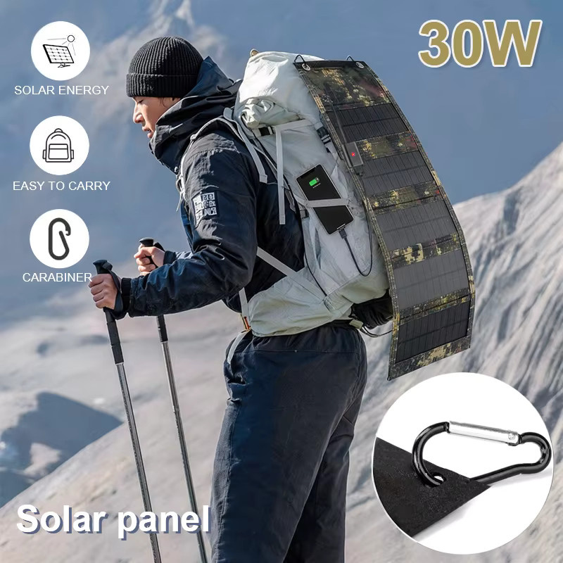 LEAORLD 30W Solarpanel-Ladegerät, faltbares Monokristallin Solar-Handy-Ladegerät mit USB-A Anschluss in Grün - Bild 2