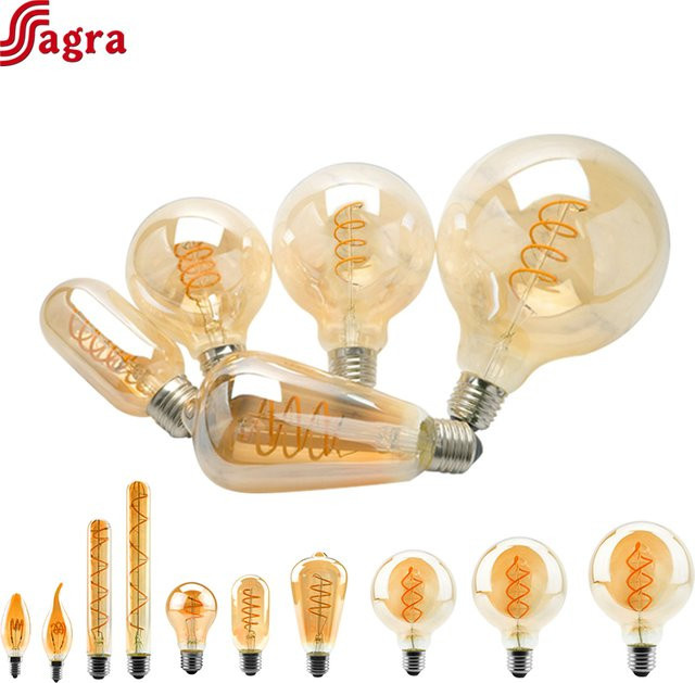Sagra Vintage LED Glühlampe mit Spirale, dekorative Edison Lampe, warmweiß 2200K, 4W, transparent - Bild 1