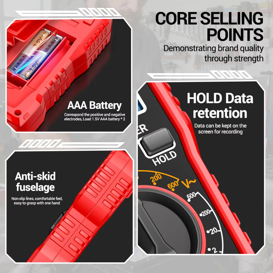 ANENG SZ06 Smart Digital Multimeter mit 2000 Zählungen für AC/DC Spannung, DC Strom und Ohm in Schwarz und Rot - Bild 4