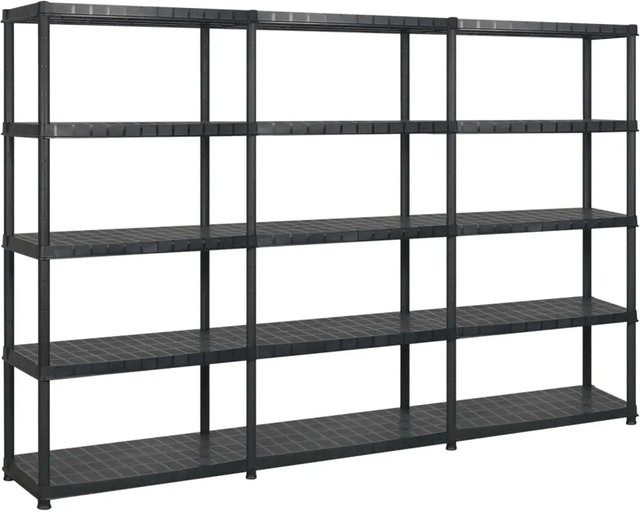 vidaXL Lagerregal mit 5 Böden aus Kunststoff in Schwarz, B/T/H: 274,5 x 45,7 x 185 cm - Bild 1
