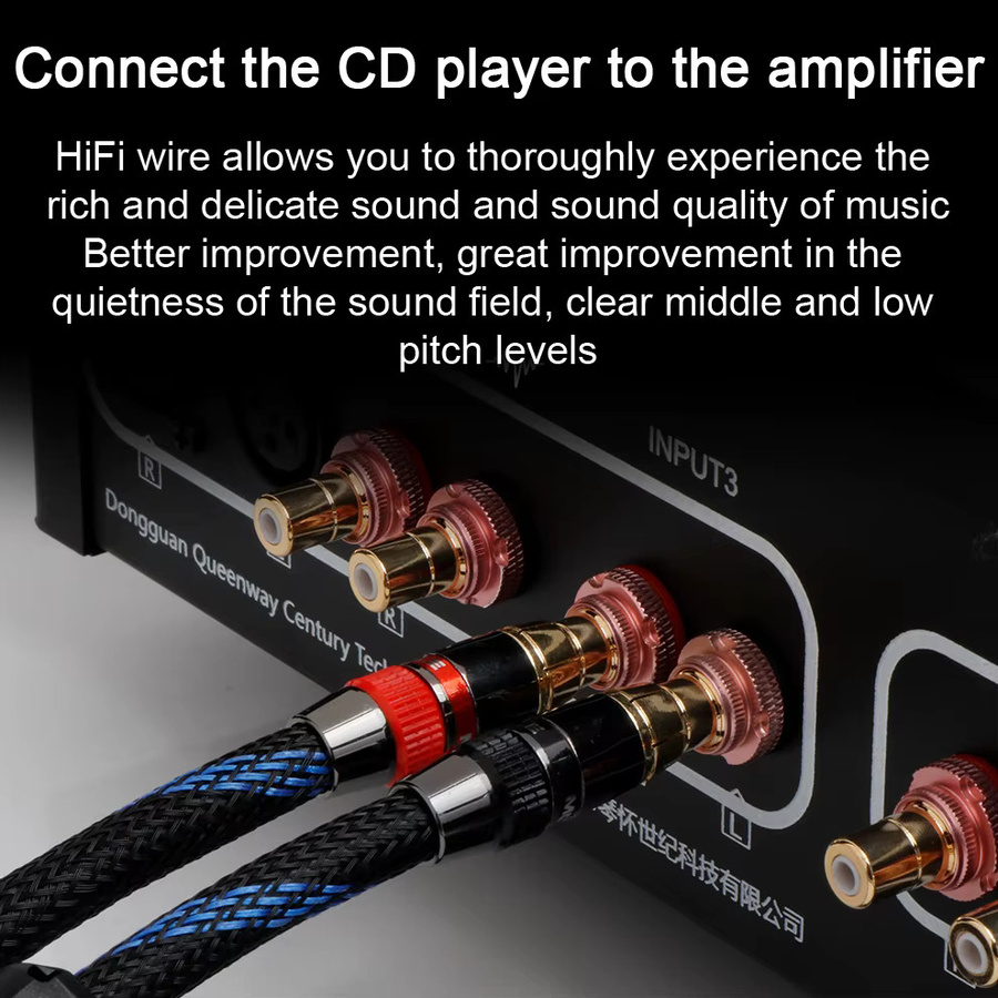 DIYLIVE 6N OFC HIFI Stereo RCA-Kabel Paar, 2RCA zu 2RCA Verbindungskabel, Schwarz - Bild 4