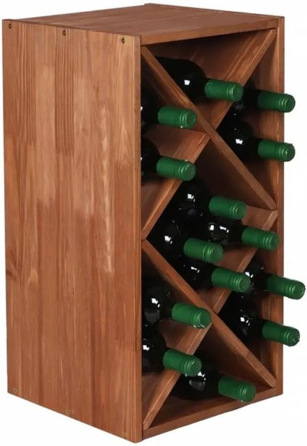 PROREGAL Modulares Weinregal Vincellar Rauten Modul aus massivem Kiefernholz, Braun geölt, H x B x T: 30 x 60 x 30 cm - Bild 1