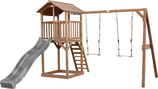 AXI Beach Spielturm Axi Beach Tower Spielturm mit Doppelschaukel Braun und Grauer Rutsche ab 3 Jahren - Bild 1