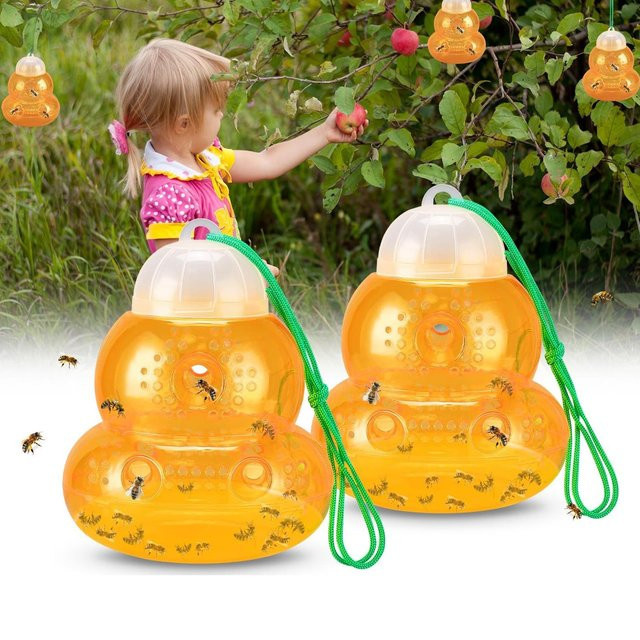 2er-Pack Wespenfalle zum Aufhängen für draußen von Your Warm Home in Orange, ungiftiger Insektenfänger zur Wespenabwehr - Bild 1