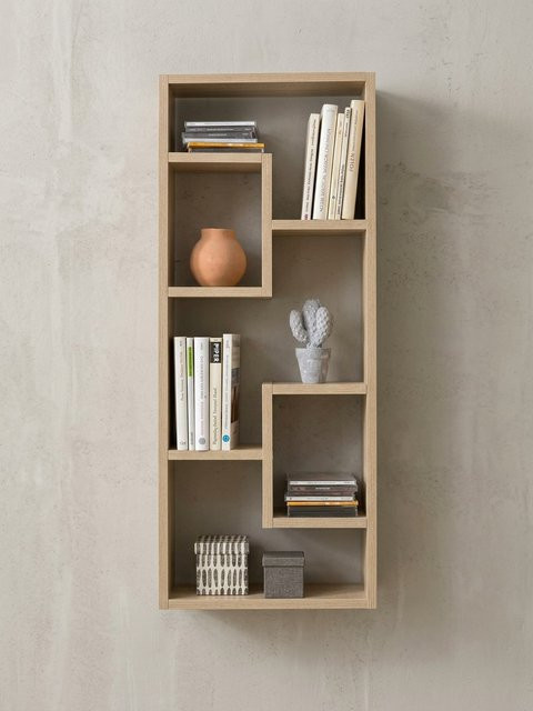 Modernes Wandregal aus Holz von KADIMA DESIGN in Sonoma Brown, B: 36 cm, T: 15 cm, H: 90 cm - Bild 1