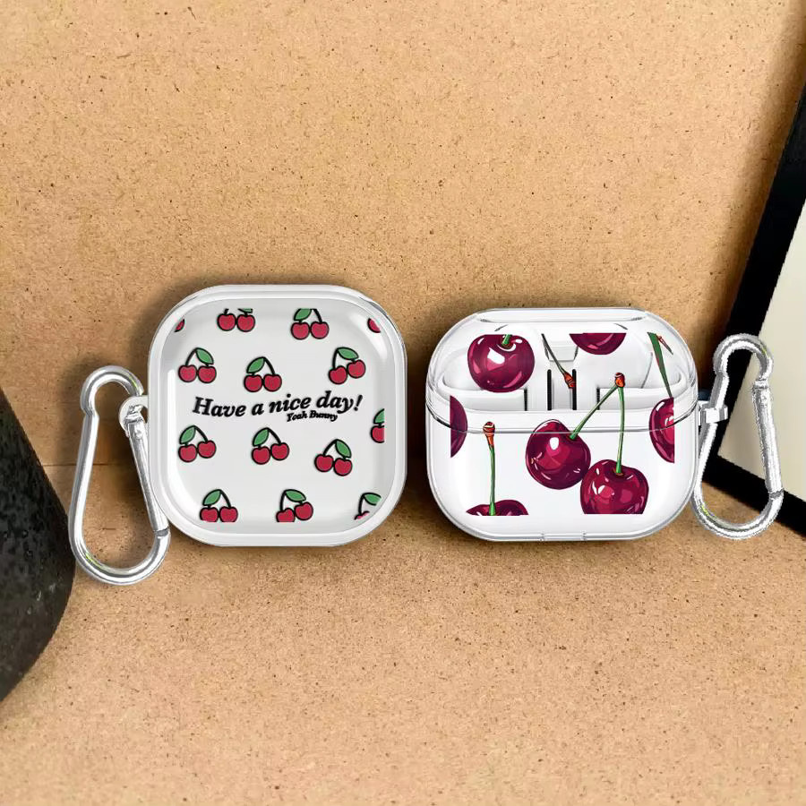 Retro Cherry Schutzhülle für Samsung Galaxy Buds Pro, Buds FE und Buds Live, transparent - Bild 2