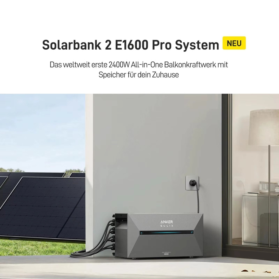 Anker SOLIX Solarbank 2 E1600 PRO Solarspeicher für Balkonkraftwerke in Grau - Bild 2