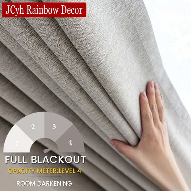 Verdunkelungsvorhänge von JCyh Rainbow Decor in Grün mit Leinenstruktur und Ösen, thermoisolierend - Bild 1
